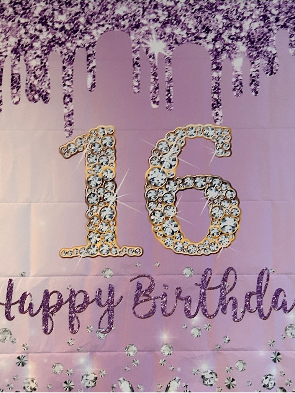 Amazon Pink and Gold 16th Birthday Happy Birthday Backdrop